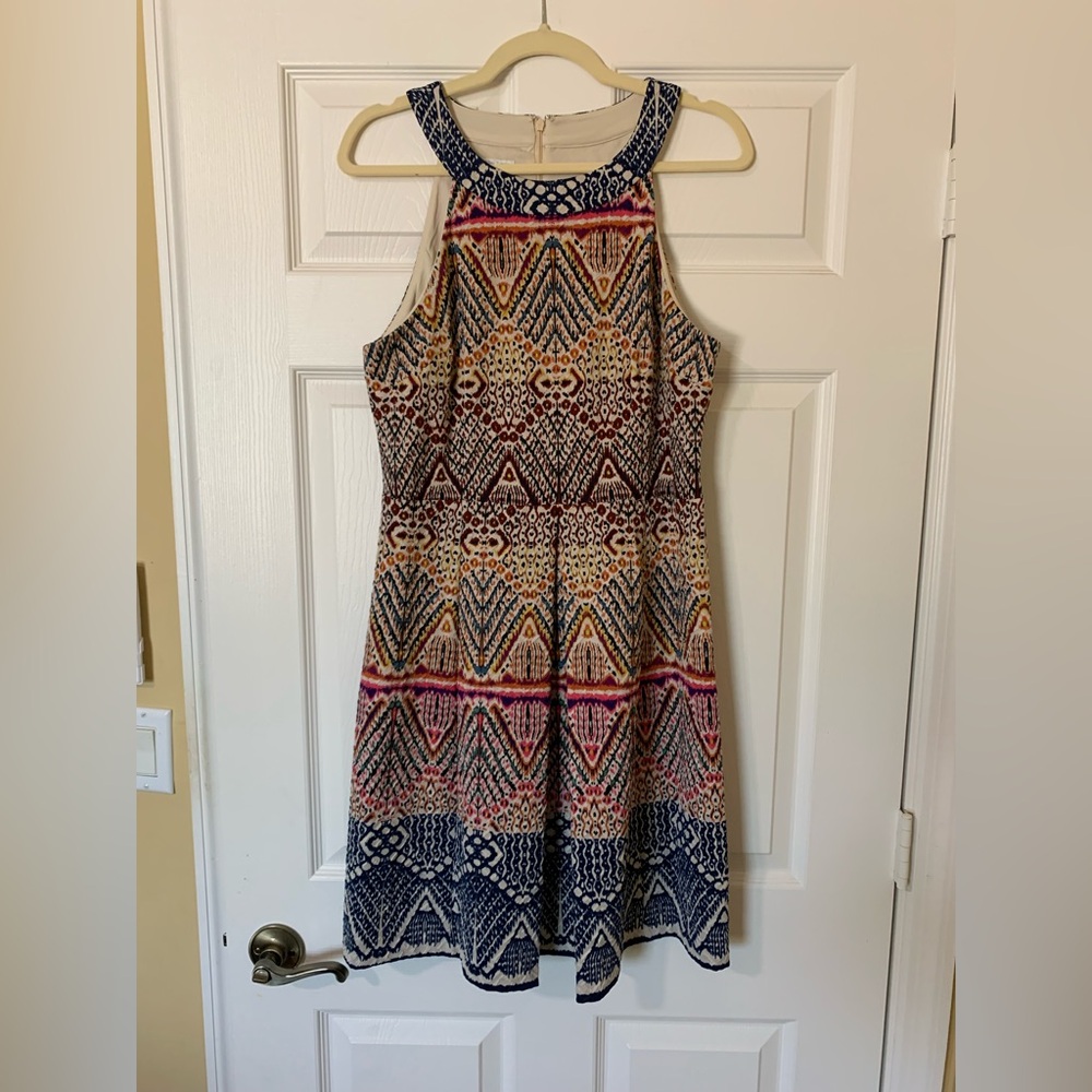 London Times Blue‎ and Pink Sleeveless Halter Sundress